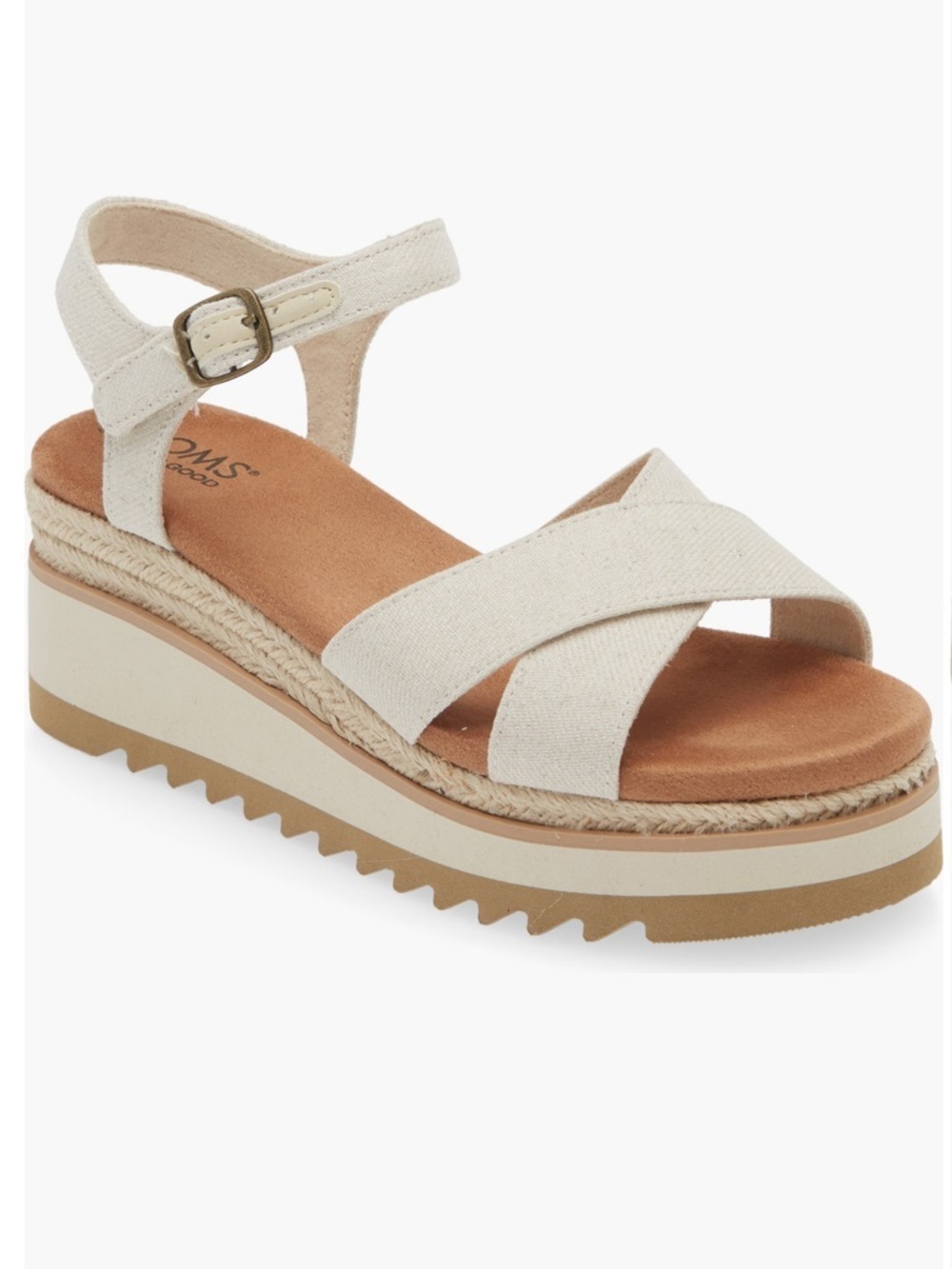 Toms Cream Platform Espadrille Sandals with Ankle Strap